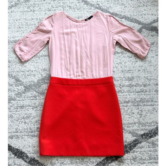 Maje Reggio Silk Pink Orange Contrast Dress Size M - Picture 9 of 11